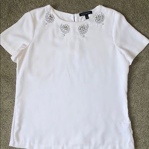 Banana Republic Short Sleeve Embellished Top Sz M